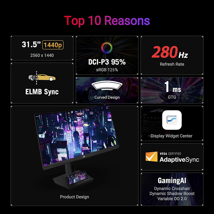 خرید مانیتور Asus ROG Strix XG32WCMS - کیفیت 2K - خمیده - سایز ۳۲ اینچ